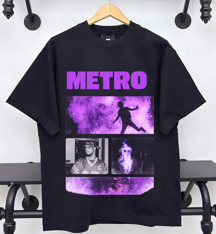 Metro Bomin Purple Graphic Black T-Shirt