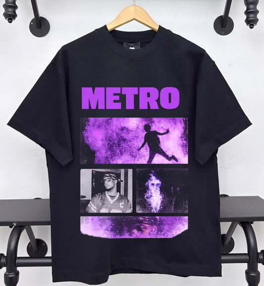 Metro Bomin Purple Graphic Black T-Shirt
